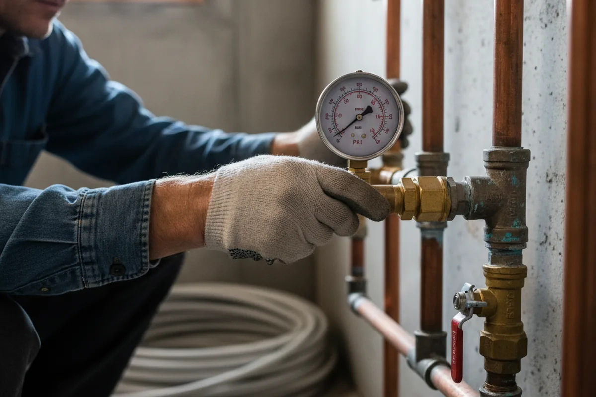 Pressure testing a repaired line during Water Line Repair in Belcamp